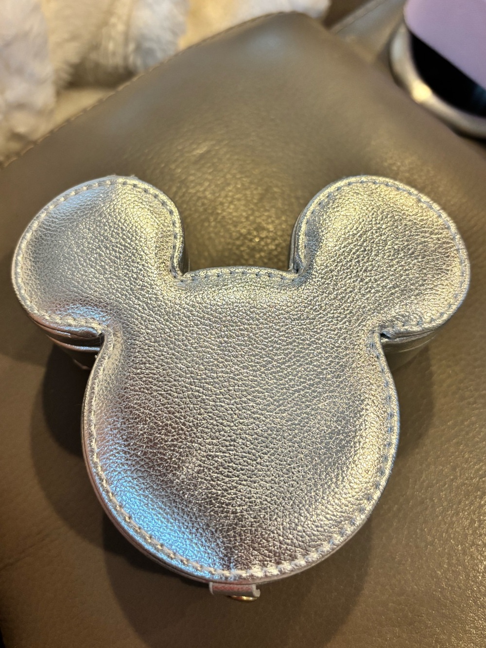DISNEY X BaubleBar Metallic Silver Mouse-Shaped Jewelry Box